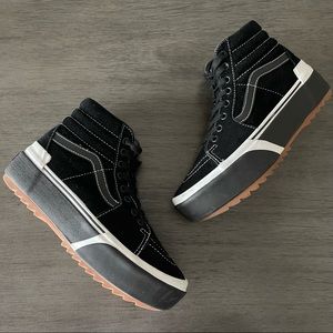 RARE Vans SK8-Hi Stacked Black Suede Sneakers